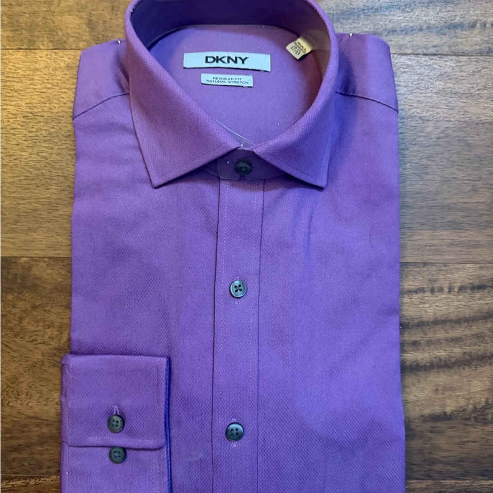 DKNY Men's Rich Purple Dress Shirt 14.5 32/33